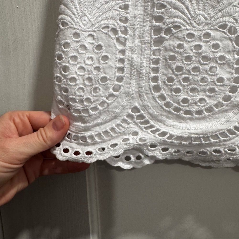 Talbots Eyelet Pineapple Button Back Shell White … - image 8